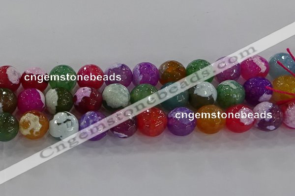 CAG8960 15.5 inches 16mm faceted round fire crackle agate beads