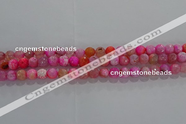 CAG8962 15.5 inches 4mm faceted round fire crackle agate beads