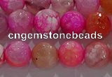 CAG8964 15.5 inches 8mm faceted round fire crackle agate beads