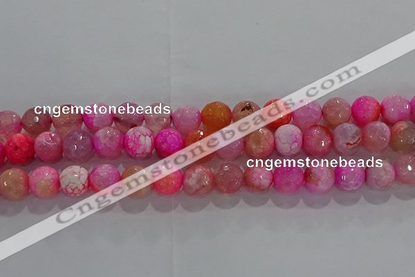 CAG8964 15.5 inches 8mm faceted round fire crackle agate beads