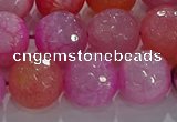 CAG8967 15.5 inches 14mm faceted round fire crackle agate beads