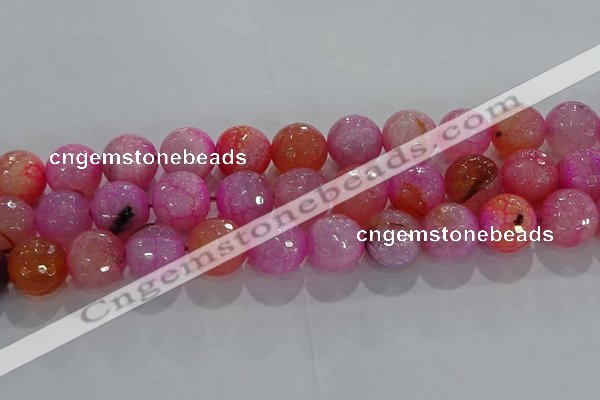 CAG8967 15.5 inches 14mm faceted round fire crackle agate beads