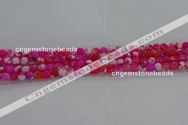 CAG8970 15.5 inches 4mm faceted round fire crackle agate beads
