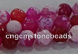 CAG8972 15.5 inches 8mm faceted round fire crackle agate beads