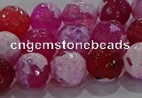 CAG8974 15.5 inches 12mm faceted round fire crackle agate beads