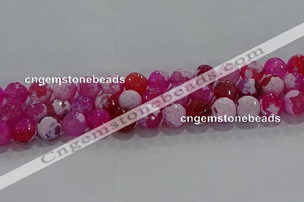 CAG8974 15.5 inches 12mm faceted round fire crackle agate beads