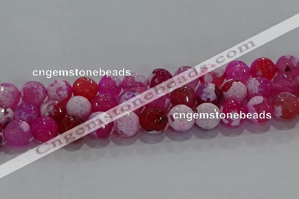 CAG8975 15.5 inches 14mm faceted round fire crackle agate beads