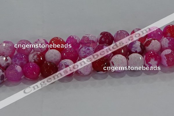 CAG8976 15.5 inches 16mm faceted round fire crackle agate beads