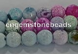 CAG8978 15.5 inches 4mm faceted round fire crackle agate beads