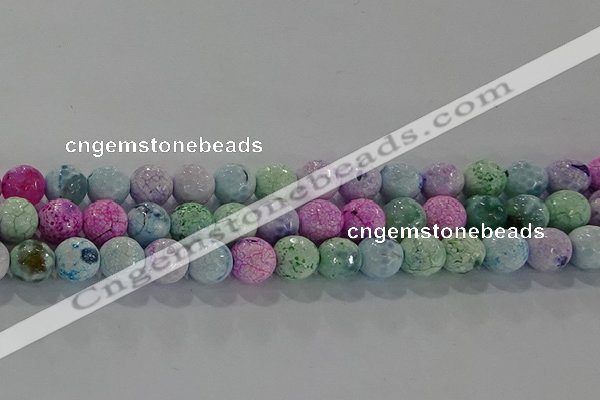 CAG8979 15.5 inches 6mm faceted round fire crackle agate beads