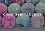 CAG8983 15.5 inches 14mm faceted round fire crackle agate beads