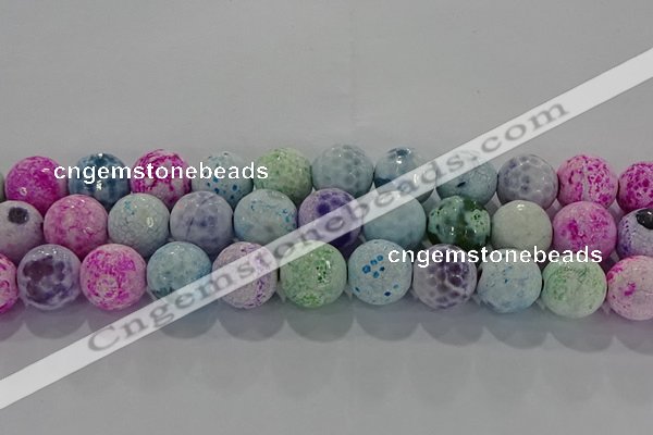 CAG8983 15.5 inches 14mm faceted round fire crackle agate beads