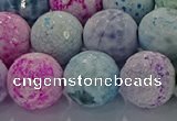 CAG8984 15.5 inches 16mm faceted round fire crackle agate beads