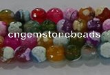 CAG8986 15.5 inches 4mm faceted round fire crackle agate beads