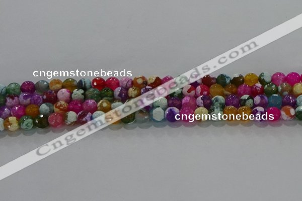 CAG8986 15.5 inches 4mm faceted round fire crackle agate beads