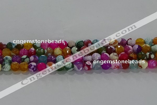 CAG8987 15.5 inches 6mm faceted round fire crackle agate beads