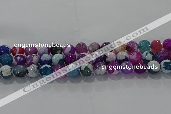 CAG8989 15.5 inches 10mm faceted round fire crackle agate beads