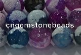 CAG8991 15.5 inches 14mm faceted round fire crackle agate beads