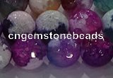 CAG8992 15.5 inches 16mm faceted round fire crackle agate beads