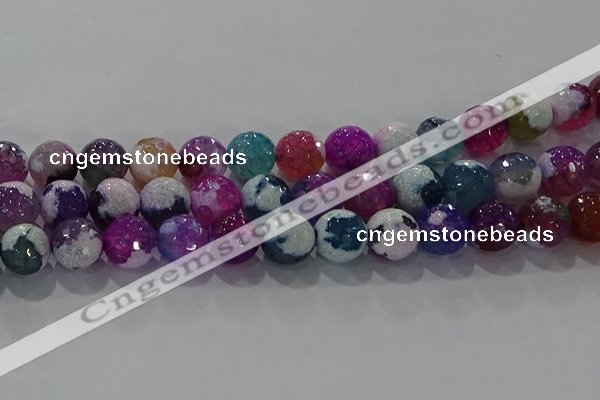 CAG8992 15.5 inches 16mm faceted round fire crackle agate beads