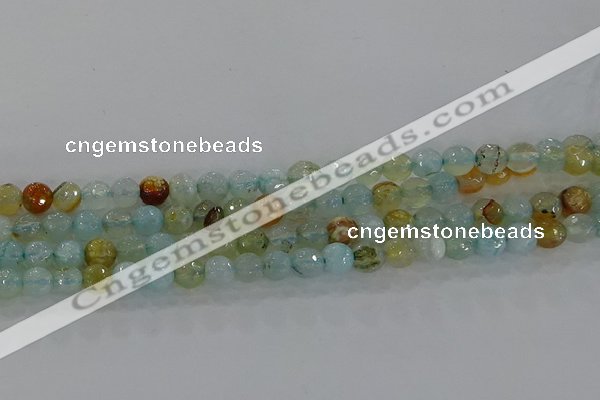 CAG8994 15.5 inches 6mm faceted round fire crackle agate beads