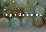 CAG8995 15.5 inches 8mm faceted round fire crackle agate beads