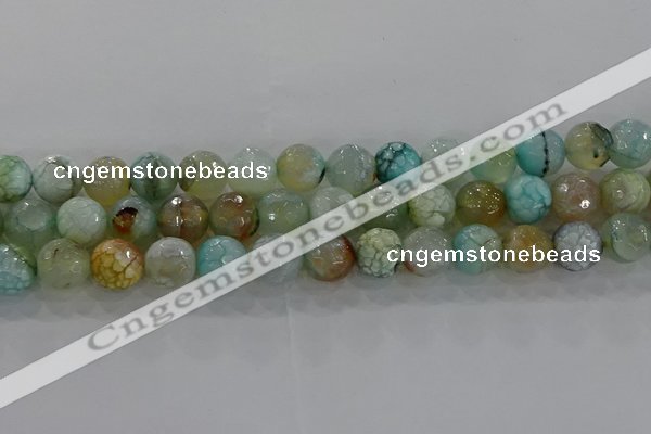 CAG8995 15.5 inches 8mm faceted round fire crackle agate beads