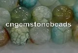 CAG8996 15.5 inches 10mm faceted round fire crackle agate beads