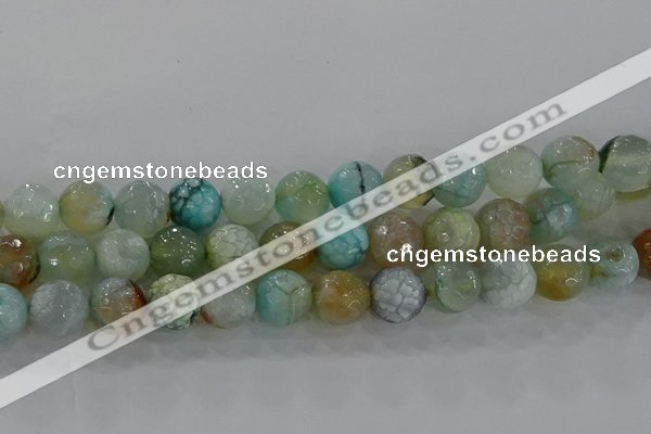 CAG8996 15.5 inches 10mm faceted round fire crackle agate beads