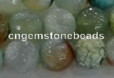 CAG8998 15.5 inches 14mm faceted round fire crackle agate beads