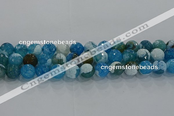 CAG9002 15.5 inches 10mm faceted round fire crackle agate beads