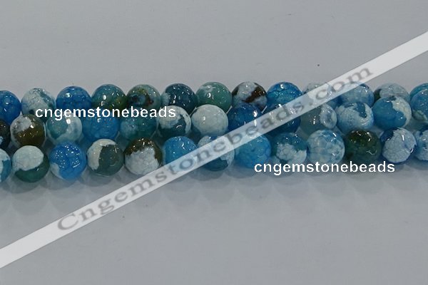 CAG9003 15.5 inches 12mm faceted round fire crackle agate beads