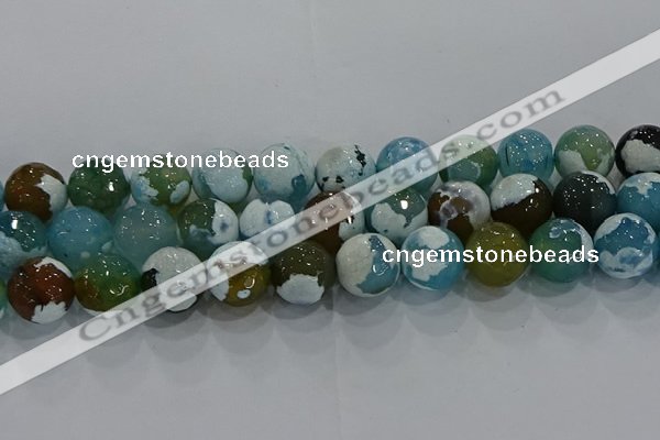 CAG9005 15.5 inches 16mm faceted round fire crackle agate beads