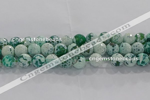 CAG9010 15.5 inches 12mm faceted round fire crackle agate beads