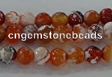 CAG9014 15.5 inches 6mm faceted round fire crackle agate beads