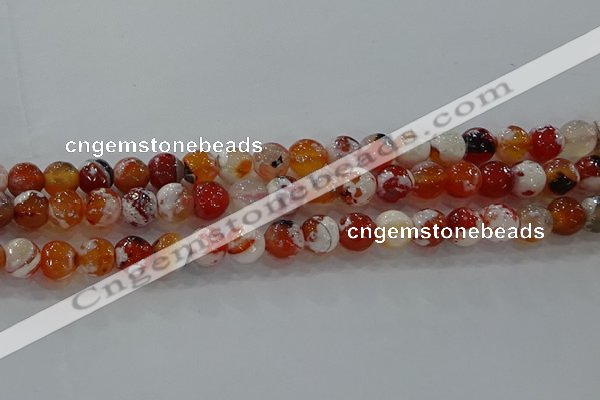 CAG9015 15.5 inches 8mm faceted round fire crackle agate beads