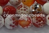 CAG9017 15.5 inches 12mm faceted round fire crackle agate beads