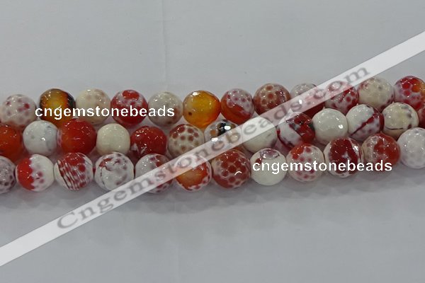 CAG9017 15.5 inches 12mm faceted round fire crackle agate beads