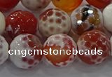 CAG9018 15.5 inches 14mm faceted round fire crackle agate beads