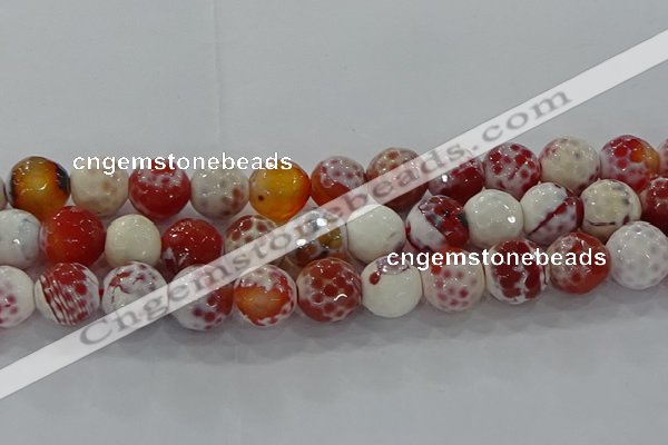 CAG9018 15.5 inches 14mm faceted round fire crackle agate beads