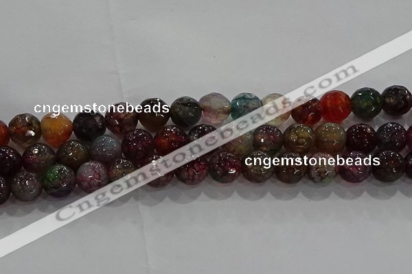 CAG9023 15.5 inches 10mm faceted round fire crackle agate beads