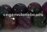 CAG9025 15.5 inches 14mm faceted round fire crackle agate beads