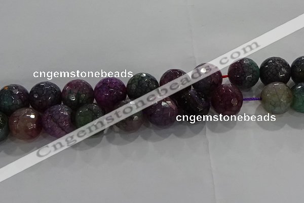 CAG9025 15.5 inches 14mm faceted round fire crackle agate beads