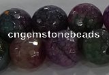 CAG9026 15.5 inches 16mm faceted round fire crackle agate beads