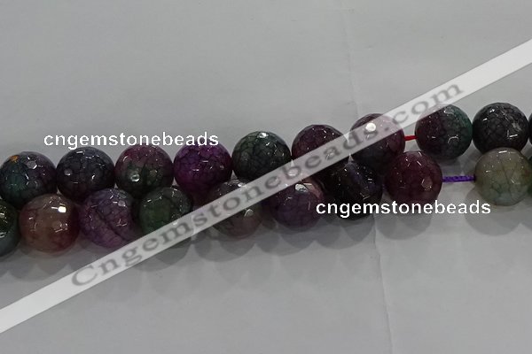 CAG9026 15.5 inches 16mm faceted round fire crackle agate beads