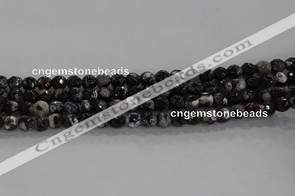 CAG9028 15.5 inches 4mm faceted round fire crackle agate beads