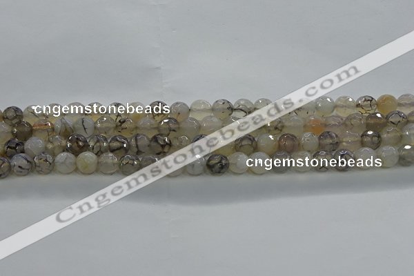 CAG9035 15.5 inches 6mm faceted round dragon veins agate beads