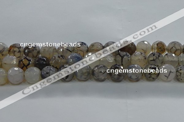 CAG9038 15.5 inches 12mm faceted round dragon veins agate beads