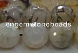 CAG9039 15.5 inches 14mm faceted round dragon veins agate beads