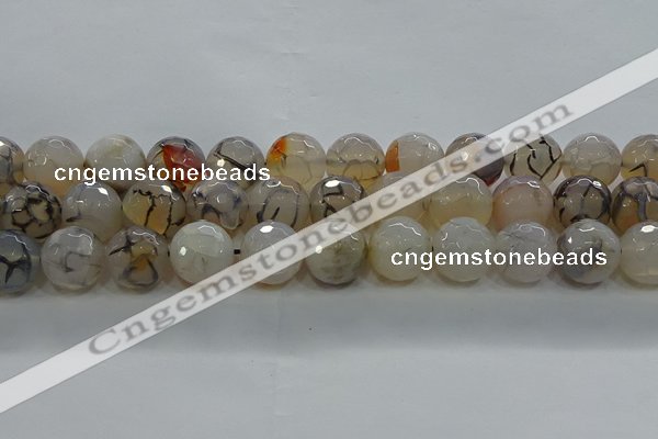 CAG9039 15.5 inches 14mm faceted round dragon veins agate beads